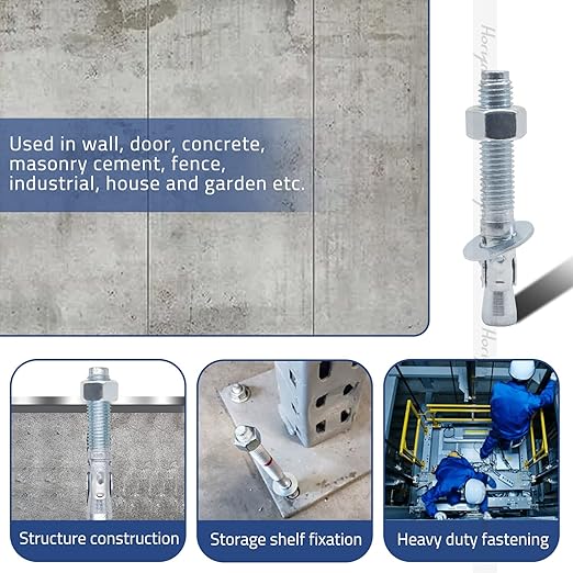 5/8" x 4-1/2" Wedge Anchor, for Cement and Concrete only, zinc-Plated Carbon Steel Screws and lag Bolts （ 20 pcs