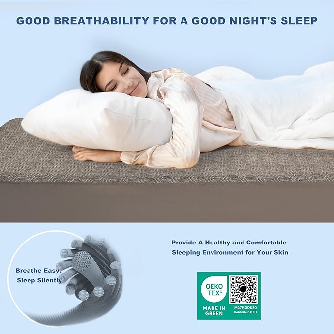 GRT Twin XL Mattress Protector Waterproof, Breathable Bamboo Charcoal Fiber Mattress Cover, Noiseless and Odor Free Upgraded Mattress Protector with Double-Barrier Protection, 8"-26" Deep Pocket