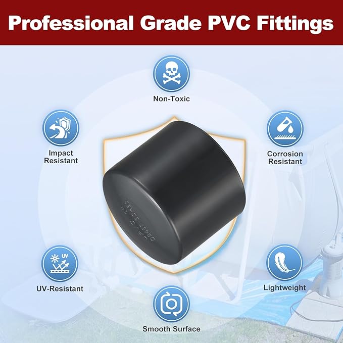 1Pcs 1/2" PVC External End Cap Fitting, SCH80 Furniture Grade PVC Pipe Plug Adapter, Pipe Cover Fittings for DIY Project, Irrigation System, Plumbing Framework, Garden Structures