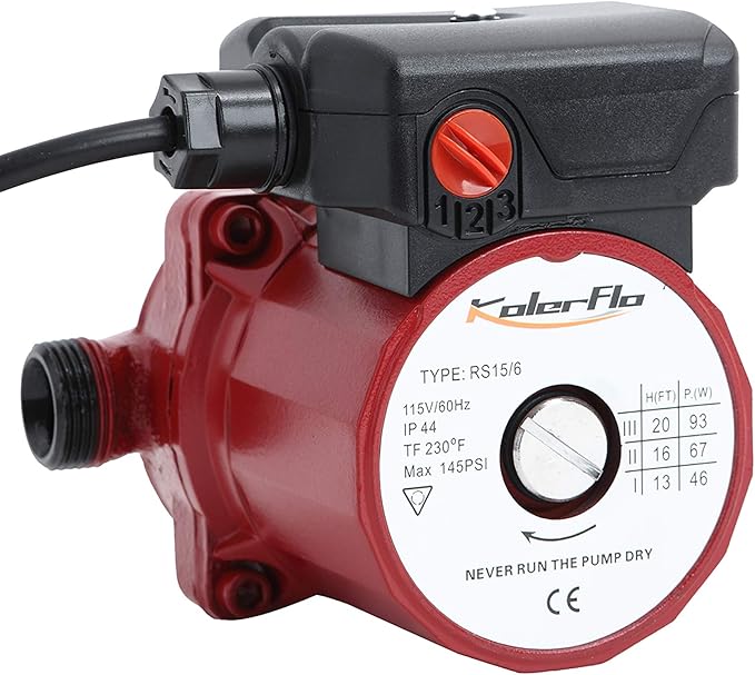 3/4 Inch Hot Water Circulating Pump 3-Speed Circulation Water Pump for Solar Heater System(RS15-6 Red)