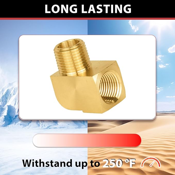 (Pack of 5) EFIELD Extruded 90 Degree Barstock Street Elbow, 1/2 Inch Male NPT Pipe to 1/2 Inch Female NPT Brass Pipe Fittings,(NPT130)
