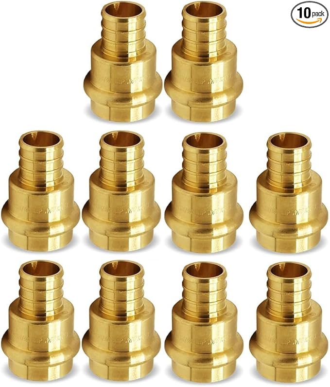 PEX Press Fitting 3/4-inch Crimp Coupling Brass 3/4 inch Adapter For Copper and Pex Pipe Fittings Connection (Pack of 10)