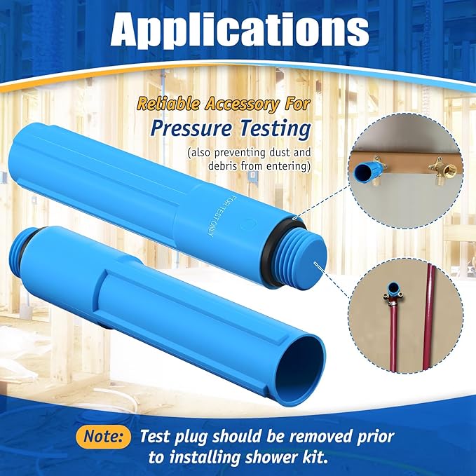 Feekoon 1/2 Inch MNPT Bathroom Shower Test Plug, Reusable Pressure Testing Plug for Shower and Tub Installations, Easy to Install(12 Pack)