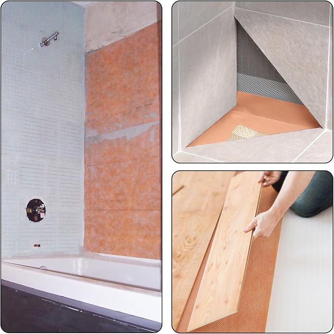 Waterproof Membrane for Shower,3.3ft x 33ft Waterproofing Membrane Underlayment Band for Bathroom,Kitchen,Saunas and Wet Areas,Tile Wall Uncoupling Seam Tape for Steam Room,108 Sq Ft,23.6 Mils Thick