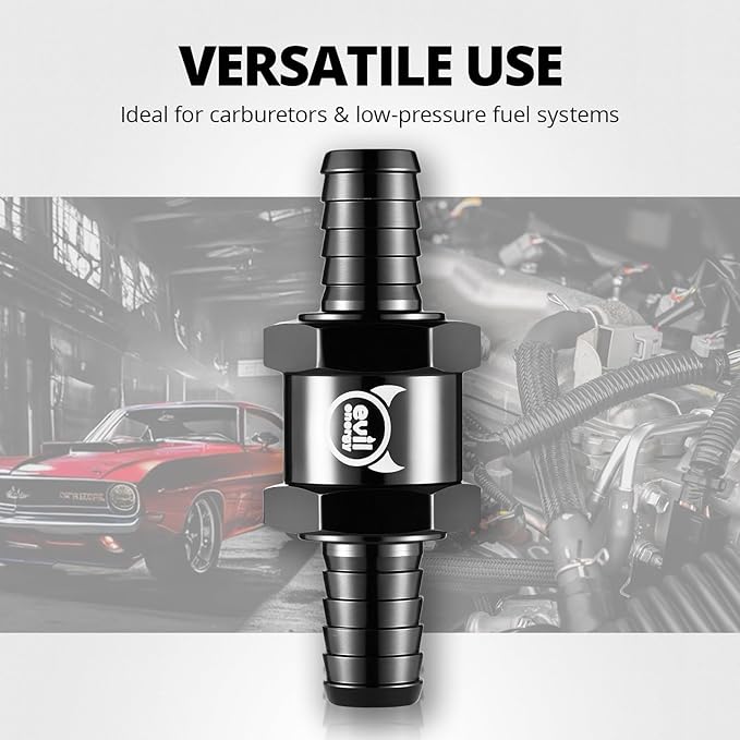 EVIL ENERGY 3/8" (10mm) Check Valve, 3 Pcs Aluminum One Way Fuel Check Valve for Gasoline, Diesel & Coolant with Universal Hose Clamps, Black