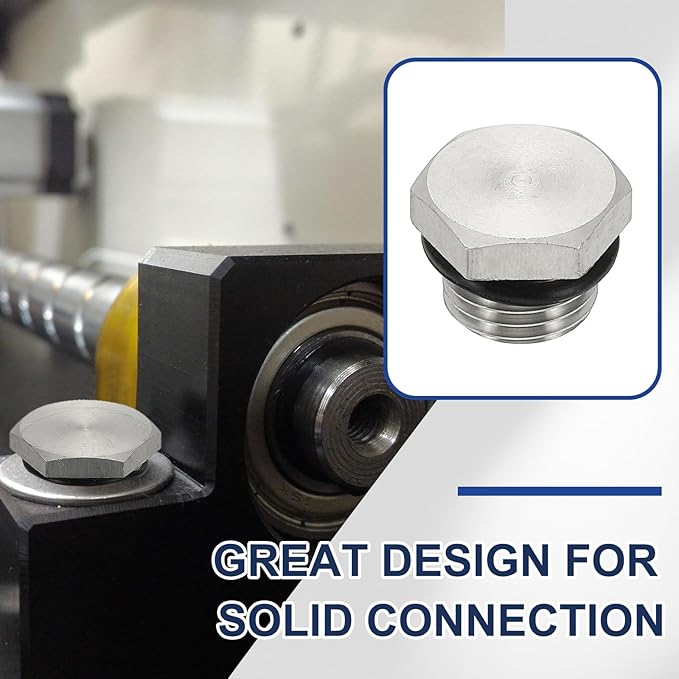 MECCANIXITY BSPP Pipe Plug Fitting, 304 Stainless Steel G1/2 Male Outer Hex Thread for Plumbing Fixed with Sealing Rubber Ring
