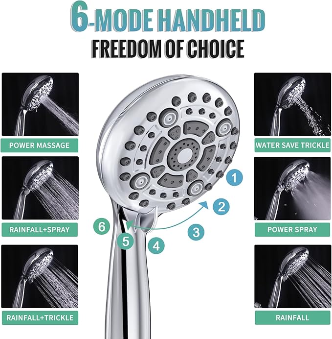 SR SUN RISE Rain Shower Faucet Set - 10 Inch Rain Shower Head with Handheld & Slide Bar Combo Set - Bathroom Wall Mounted Shower Faucet with Valve - Polished Chrome