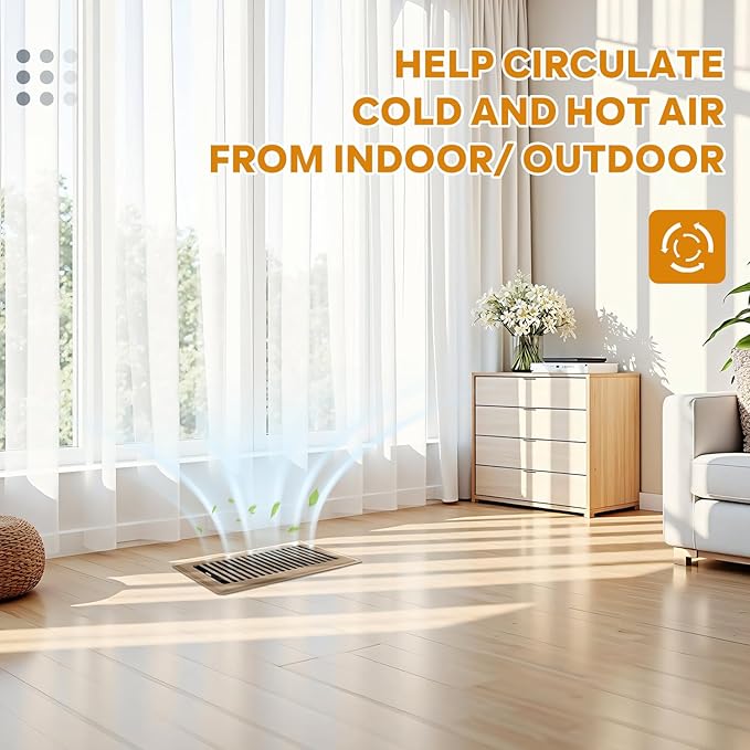 4x14 Floor Register, Floor Vent Covers, Heavy Duty Steel Walkable Floor Vent, Easy Adjust Air Supply Lever, Vent Covers for Home Floor, Air Vent Covers 4 Pack Brown
