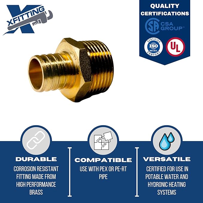 XFITTING 1 inch Pex x 1 inch Male NPT Adapter, 24-4-3=25X, 25 Pieces