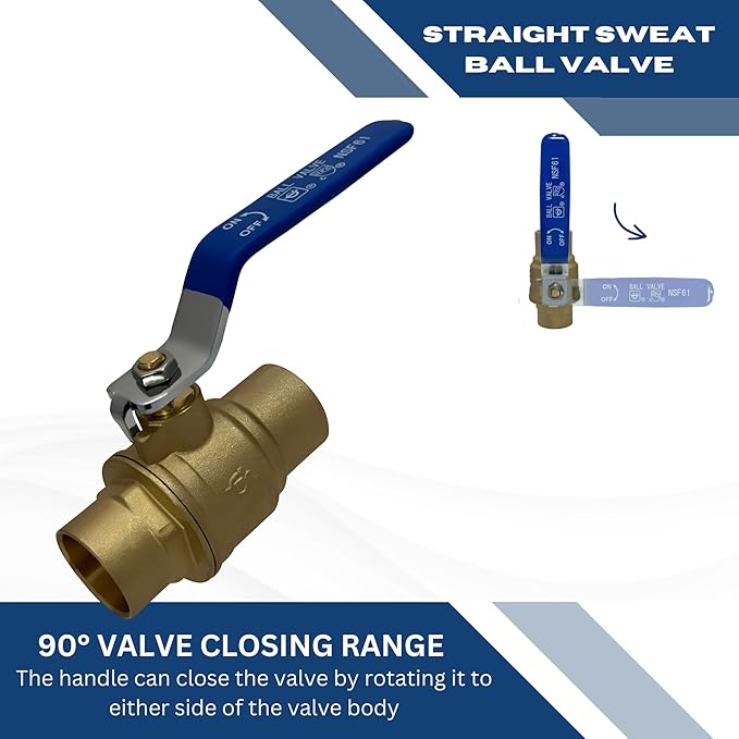 XFITTING 1/2 Inch Sweat Ball Valve, 2 Pieces