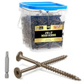 #10 x 3” Deck Screws, 500Pcs Star Drive Wood Screws, Rust Resistant Timber Screws for Timber/Log/Landscaping Wood, T25 Star Bit Included, Brown