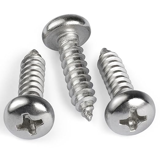 #8 x 5/8 Inch Pan Head Wood Screws, Phillips Drive, Stainless Steel 304 (18-8), Self Tapping for Wood, Sheet Metal Screws, 50 Pack