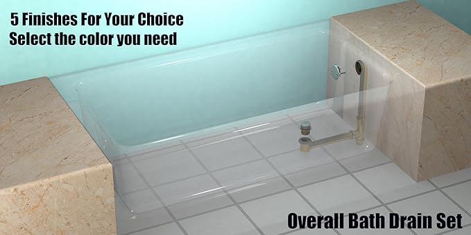 Artiwell 1.5" Brass Tubular Bath Drain Kit - Touch-Toe Bathtub Drain Stopper, Overflow with Plug - Brushed Nickel