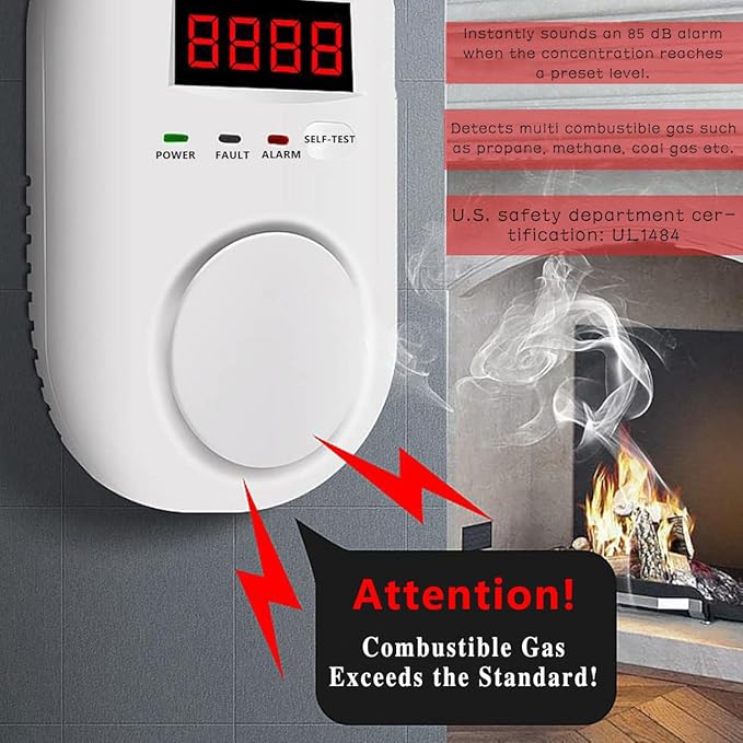 Natural Gas Detector Plug，Gas detectors for Home Natural Gas，Propane Leak Detector，in Propane Gas Detector for Home & RV Gas Leak Detector for LNG, LPG, Methane- 2 PCS