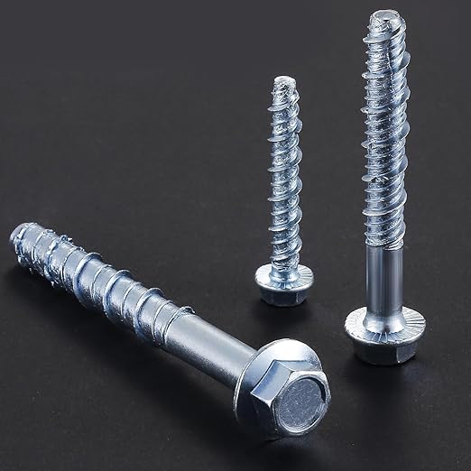 3/8" x 4" Zinc Plated Large Diameter Concrete Screw Actual Thickness 1/2"(12mm) for Anchoring to Masonry, Brick or Block (10 pcs)