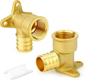 GASHER 2Pcs No Lead Brass Pex Drop Ear Elbow, PEX 1/2" x 1/2" NPT Female Threaded Adapter Crimp Fitting for Hot or Cold Water Systems