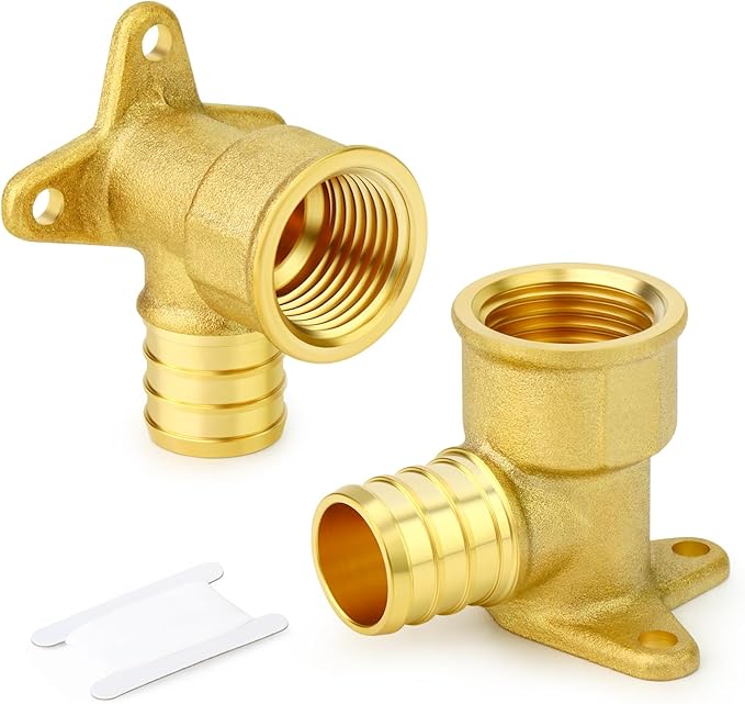 GASHER 2Pcs No Lead Brass Pex Drop Ear Elbow, PEX 3/4" x 1/2" NPT Female Threaded Adapter Crimp Fitting for Hot or Cold Water Systems