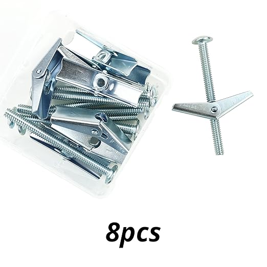 HASWARE Toggle Bolt Zinc Plated Steel and Wing Nut for Hanging Heavy Items on Drywall 1/4x3” (8 Pack)