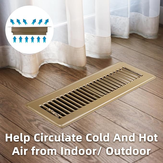 Floor Register 2x14 - Heavy Duty Walkable Vent Covers for Home Floor and Sidewall, Steel Rust-Resistant Vent Registers Grille with Adjustable Lever, Energy-Saving 2 Inch by 14 Inch Floor Vents (Brown)