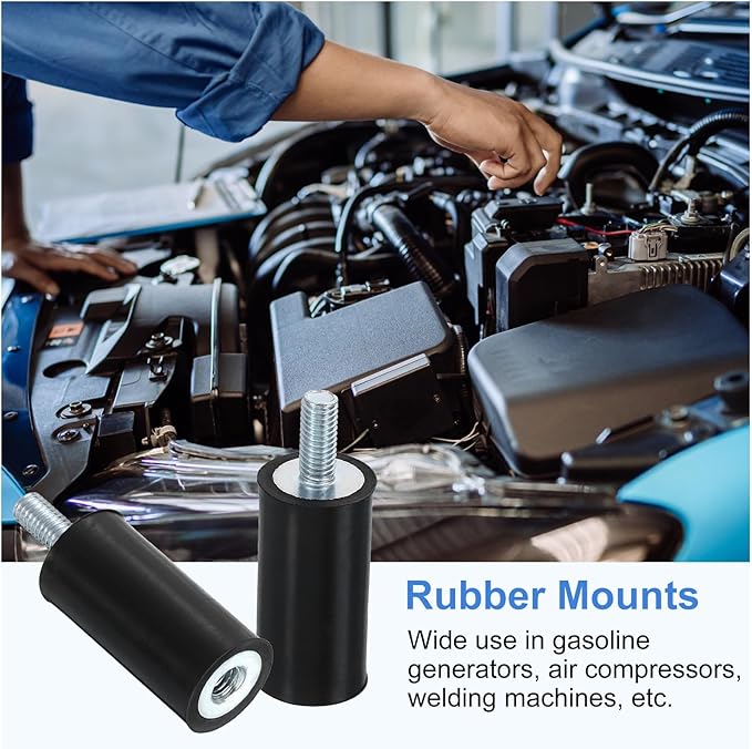 uxcell M5 Rubber Mounts, 4Pcs 15x30mm(DxH) Rubber Cylindrical Anti Vibration Isolator Shock Absorber with Lock Nut for Car Bobbin Generator Air Compressors