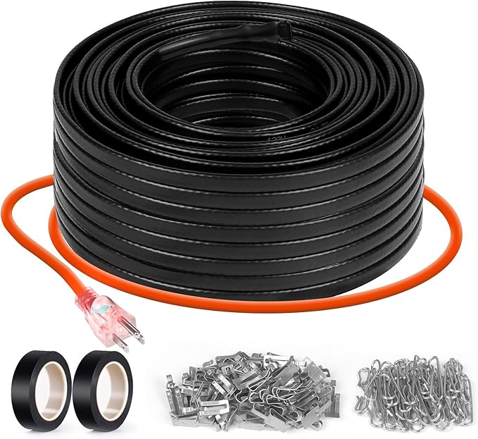 80FT(3FT~200FT) Heat Tape for Water Pipes, -40°F Deicing Heating Cable, Freeze Protected Water Pipe Heating Cable, Heated Water Hose, Plumbing Fixtures, 120V 5W/ft Plumbing Fixtures