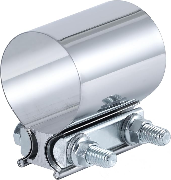 2.5 Inch Exhaust Clamp, 2 1/2 Inch Butt Joint Exhaust Pipe Muffler Band Clamp Sleeve Coupler Stainless Steel(1Pcs)