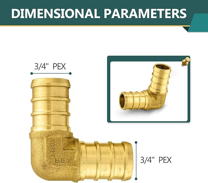 50-Pack PEX Fittings Niikappu 3/4"x3/4" Pex Elbow, Brass Crimp Pipe Fittings for PEX Pipes, ASTM F1807