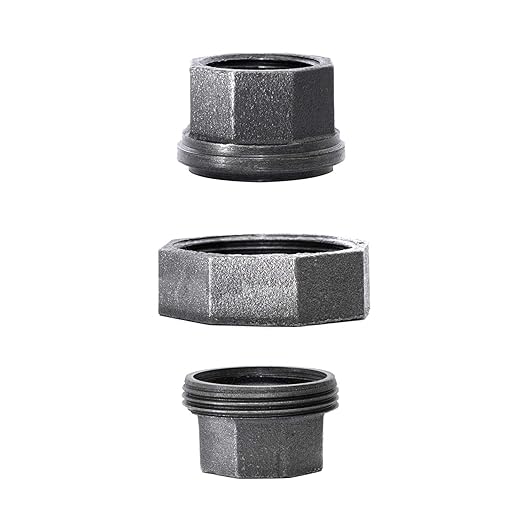 3/4" Cast Iron Union, Home TZH 10 Pack 3/4" Industrial Malleable Female Pipe Fitting Union for Industrial Vintage Style DIY Project/Furniture/Shelving Decoration (10, 3/4")