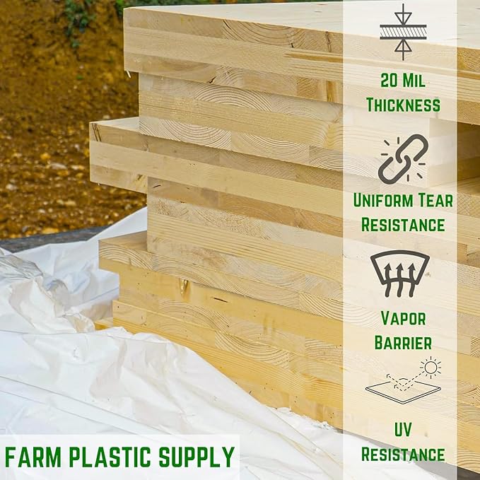 Farm Plastic Supply - Crawl Space Vapor Barrier - 20 mil - White Heavy Duty Plastic Sheeting - Thick Polyethylene Film, Drop Cloth Vapor Barrier Covering for Crawlspace and Basement (18' x 75')