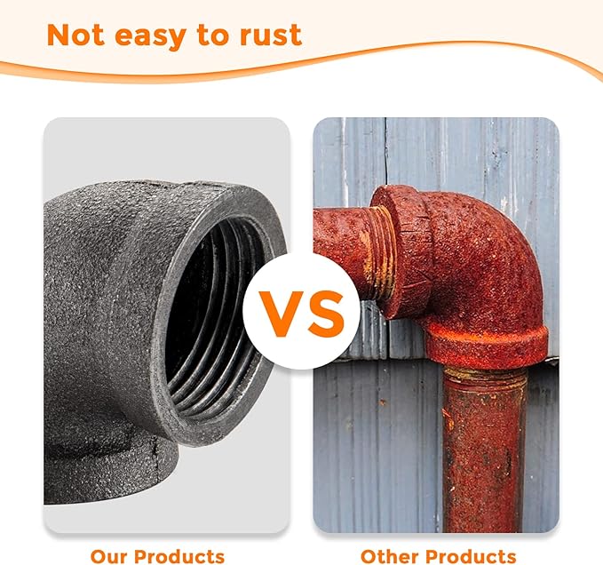 1/2" Pipe Fitting Elbow - Home Expert 20 Pack Industrial Pipe Fittings Iron Pipe Elbow for Steampunk Vintage Shelf Bracket