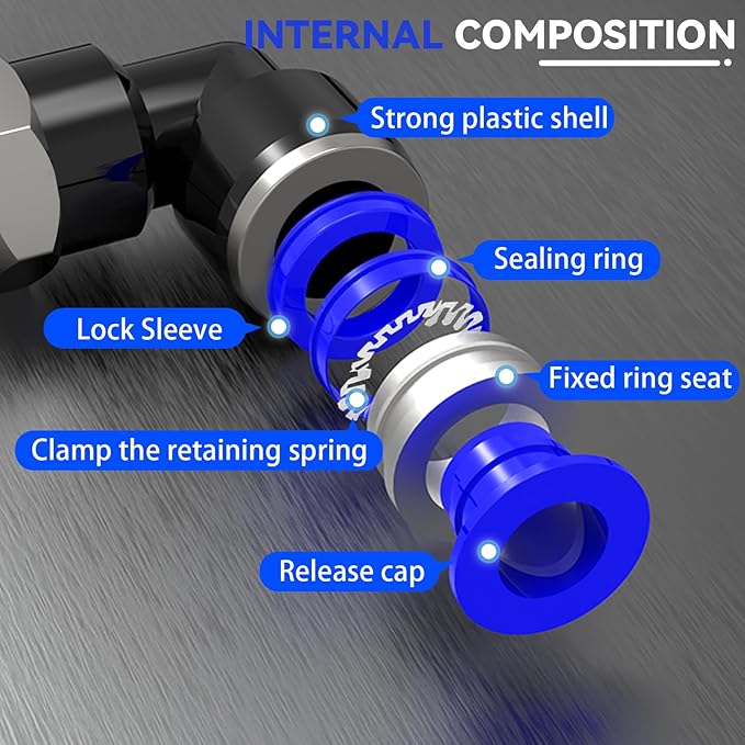 Nickel-plated Iron 3/8"Tube OD x 1/4"NPT 20Packs Quick Release Connectors Elbow Thread Push to Connect Tube Fittings