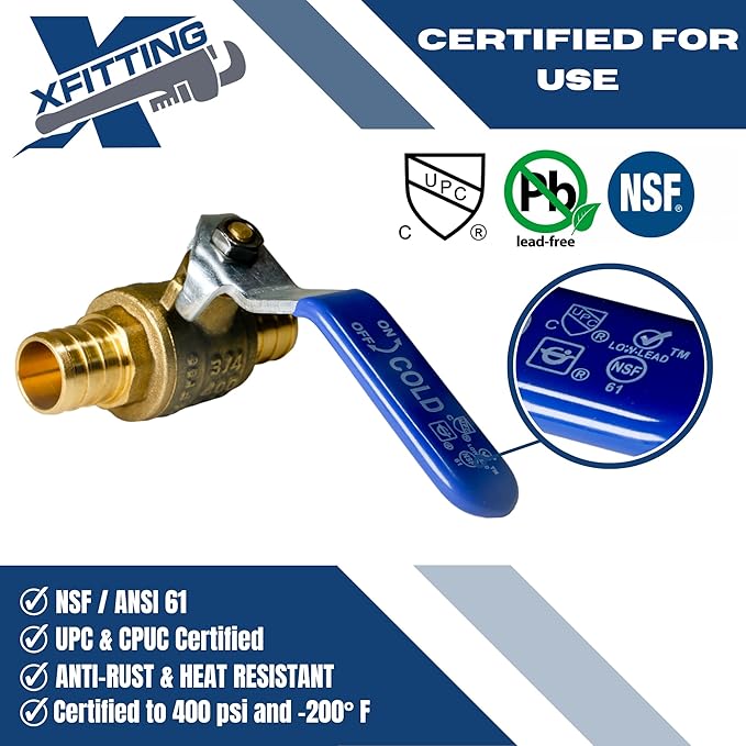 XFITTING 10 Pieces 3/4" Pex Ball Valve Hot and Cold, 24-2-3&4=10X