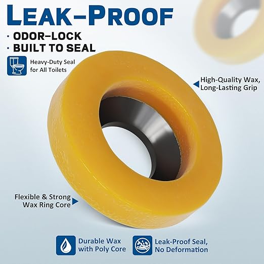 NEEXAN Toilet Wax Ring Replacement Kit with Hardware, Universal Wax Ring Kit for Toilet, Fits 3-inch and 4-inch Drain Pipes for a Tight, Leak-Proof Toilet Wax Ring