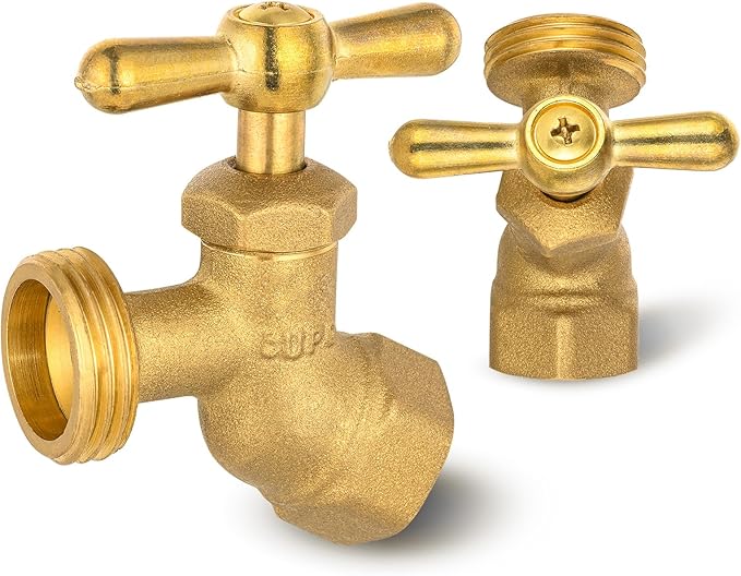 HeSun 40-Pack Brass No-Kink Hose Bibb Valve, 3/4" FIP Inlet x 3/4" MHT Outlet, Garden Hose Faucet/Valve(BIBCOCK010-40)