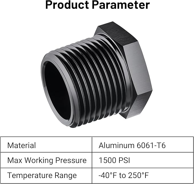 EVIL ENERGY 1" NPT Plug Male Hex Head Fitting Adapter Aluminum Black