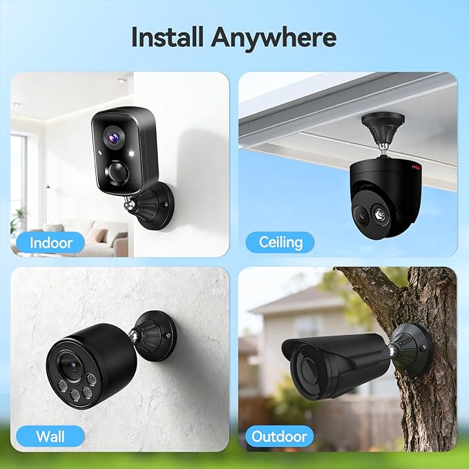 Magnetic Wall Mount for Security Cameras, Universal 1/4″ Screw, Adjustable Angle, Strong Magnet, No-Drill, Indoor/Outdoor, Tabletop & Wall Cameras, Compatible with Ring, Arlo, Wyze (Black, 1 Pack)
