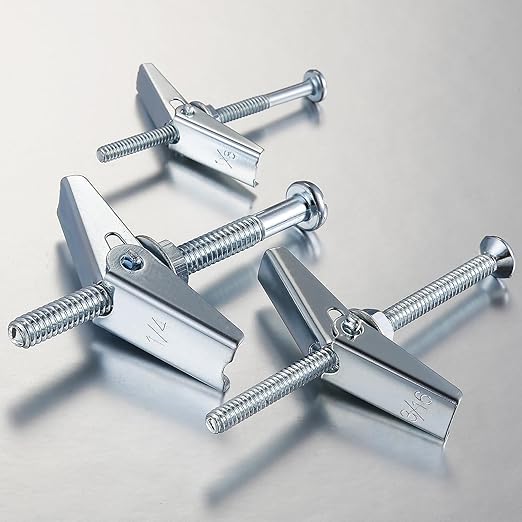 (100 pcs) 3/16" Heavy Duty Drywall Anchors and Screws,Toggle Bolts and Wing Nuts Set, Hollow Drywall Anchors Bolts Screws Assortment Kit for Hanging Lamps Heavy Items