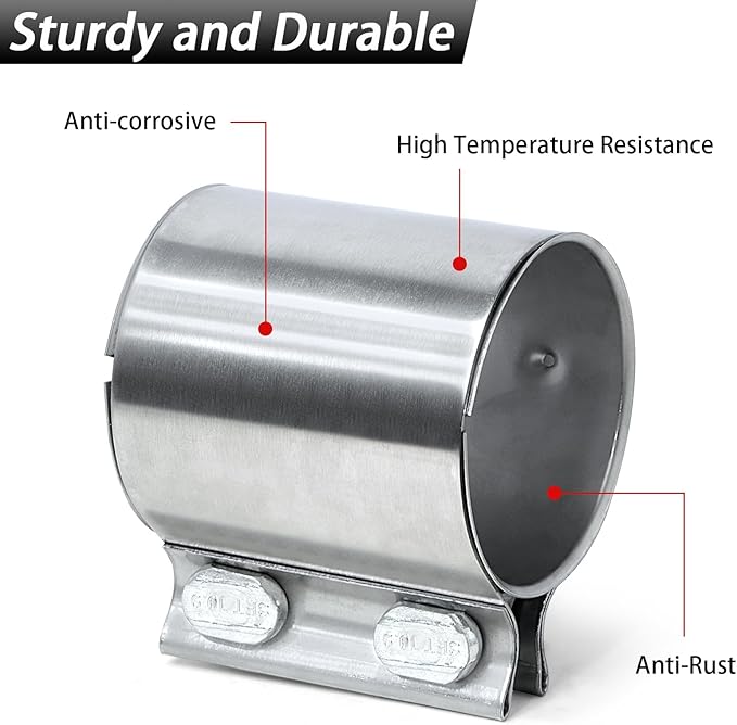 2.75 inch Exhaust Clamp Butt Joint Exhaust Band Clamp Sleeve Coupler 304 Stainless Steel