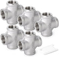 TAISHER 5PCS Stainless Steel 4 Way Pipe Fittings, 1/2" x 1/2" x 1/2" x 1/2" NPT Female Pipe Fittings