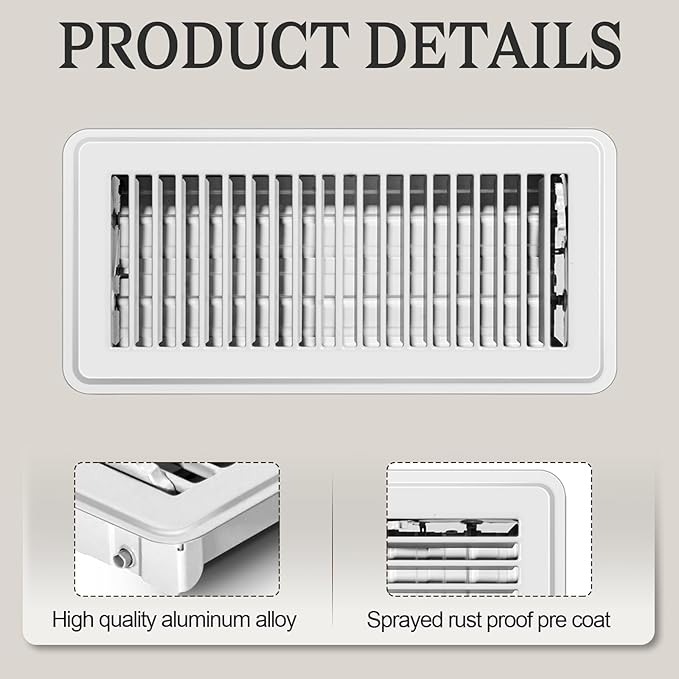 12 PCS Floor Vents Floor Registers 4x10 inch, Heavy Duty Metal Heat Air Vent Covers 4 X 10 with Rust Proof Finish for Home Office Wall Floor Registers Grilles & Vents (12, White, 4x10 Inches)