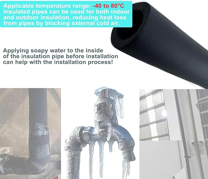 Insulation Foam Pipe 2 inches ID ,6 feet Long, Used for air Conditioning Pipe Insulation, Outdoor Water Pipes and Table Corner Protection,Black