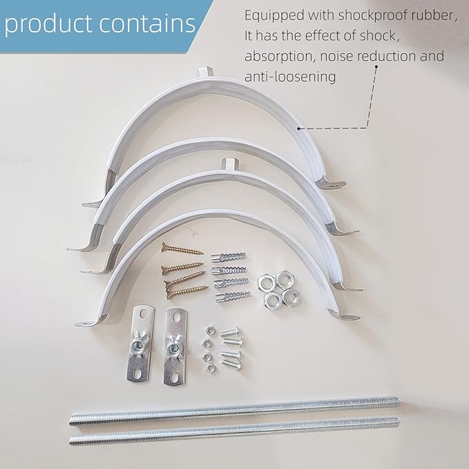 2 Sets 6 Inch Adjustable Pipe Hanger Strap，Heavy Duty Galvanized Iron Stove Pipe Bracket，Wall Support Chimney Pipe Holder，Round Split Ring Vent Conduit Carrier Kit，with All Mounting Screws