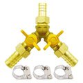 Brass 3 Way Shut-Off Valve, 1/2" Hose Barb 2 Switch Y Shaped Ball Valve Water/Fuel/Air