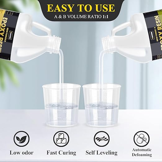 68OZ 3×UV Resistant Resin Kit,No Bubble & Crystal Clear Epoxy Resin for Coating, Casting, Table Top,DIY, Bar Top, River Tables, Resin Art, Wood with All Accessories