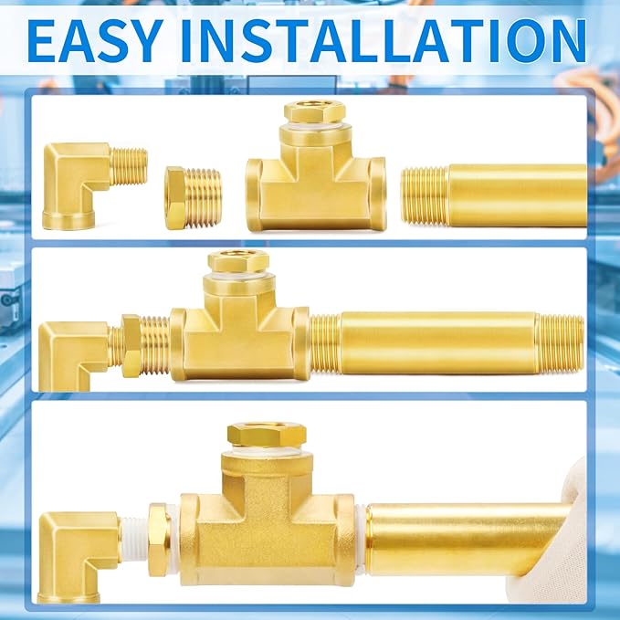 ChillWaves Brass Pipe Fitting, Long Nipple Pipe 3/4" NPT Male x 3/4" NPT Male Thread 2" Length(50MM)(2-PACK)