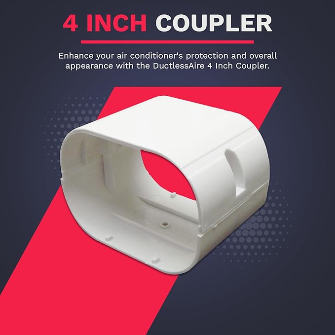 DuctlessAire Mini Split Line Set Cover - Lineset Covers for Mini Split Condenser, Central Air Systems, HVAC, Heat Pumps and More - AC Unit Cord Protector - Air Conditioner Accessories (4" Coupler)