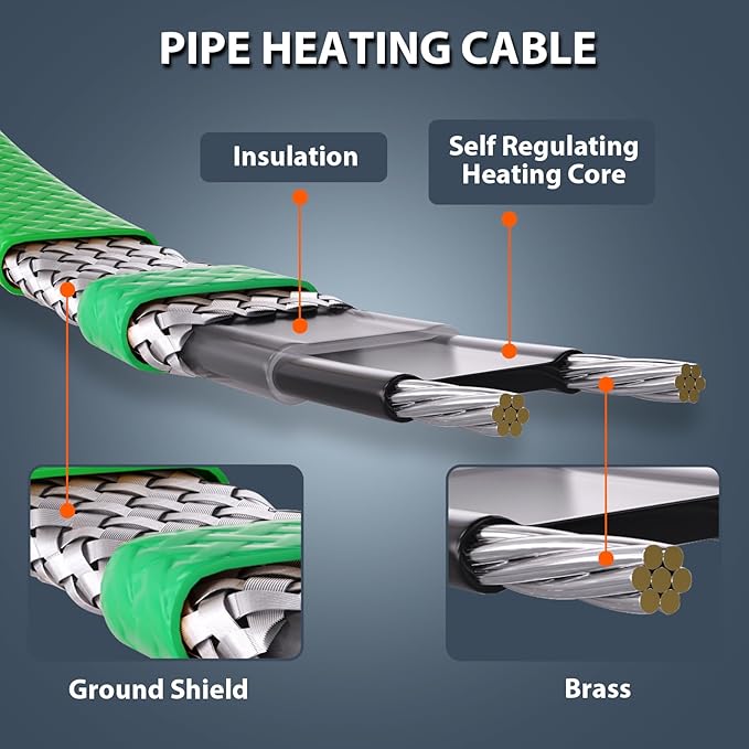 HEATIT Heat Tape for Water Pipes, Self-Regulating Heat Tape for Metal And Plastic Home Pipes, Outdoor Heater For Pipes ETL Certified 120 V 28FT