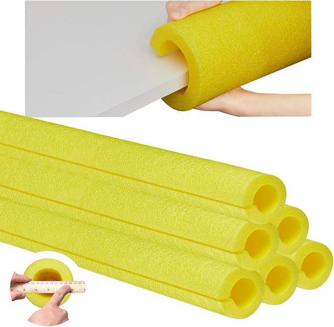Hanaive 4 Pcs 40 Inch x 4. 1 Inch Jumbo Pool Noodles Bulk Large Swimming Swim Noodles for Floating Craft Projects Pre Slit Clamp Foam Protection Foam Tube Padding Bumper(Yellow)