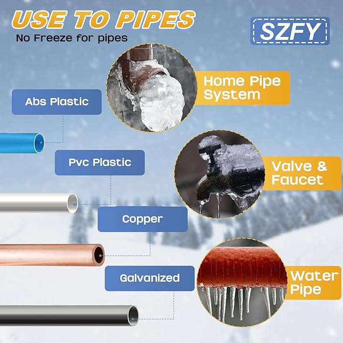 3FT~200FT Heat Tape for Water Pipes, -40°F Deicing Cable,Pipe Heat Cables for Roof,Gutter，Farm，Freeze Protetion Heating Wires, Heated Water Hose,Plumbing Fixtures,120V 5W/FT (6FT)