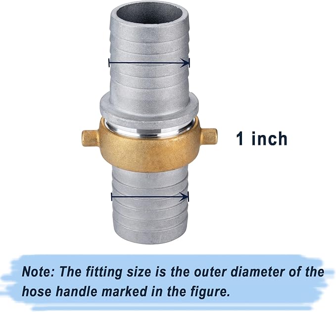 EASTRANS Aluminum Pin Lug Hose Fitting Set, 1" Hose Shank Coupling Set with 2 Clamps